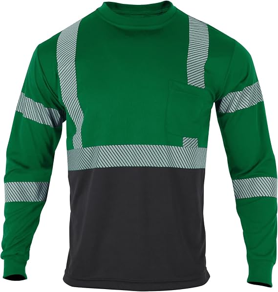 FONIRRA Safety Shirts for Men High Visibility Reflective ANSI Class Hi Vis Construction Work T Shirts Long Sleeve