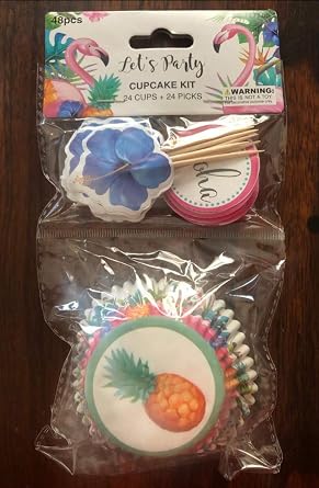 Hawaiian Luau Cupcake Toppers And Wrappers Set Of 24