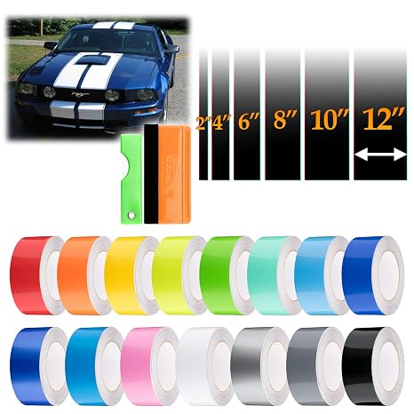 Free Tool Kit 8" Wide 10FT Long Gloss Glossy Black Racing Stripes Vinyl Wrap Rally Decals Stripe Sticker