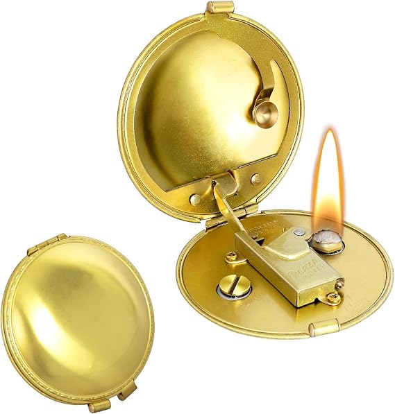 YUSUD Vintage Trench Lighter Windproof Copper/Brass Lighter for Collection Decorative Gift Present, Gold