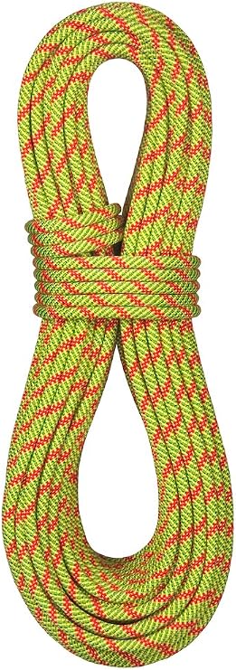 BlueWater Ropes 9.1mm アイコン ダブルドライ ダイナミック シングルロープ プラウト/レッドオレンジ、80M