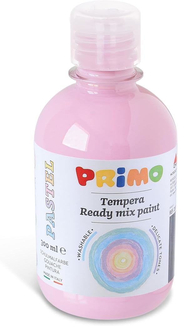 Primo Premium Tempera Paint, 300ml, Pastel, Pastel Pink, Bright and Intense Colors, Features a Flow-Control Cap