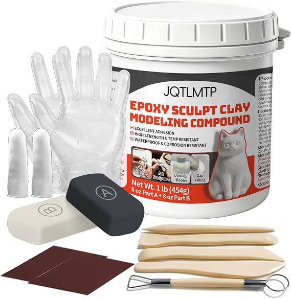 2 Part Epoxy Clay 16oz, Sculpting Modeling Compound for DIY Crafts Repair