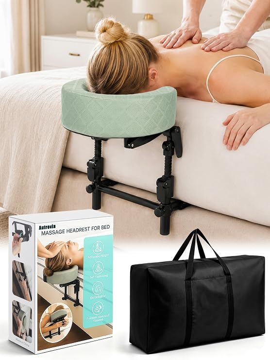 Massage Headrest for Bed, Bed Massage Head Holder & Face Cradle with Pillow