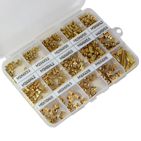 310PC Threaded Insert Kit - M2-M6 Brass Inserts for 3D Printing, Nuts, Screws, Bolts - w/7 Welding Tips & Soldering Adapters (Threaded Insert Kit)