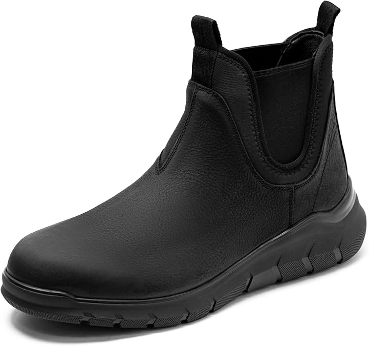 Arkbird Mens Genuine Leather Chelsea Boots, Stylish Casual Slip On Ankle Waterproof Boots for Men