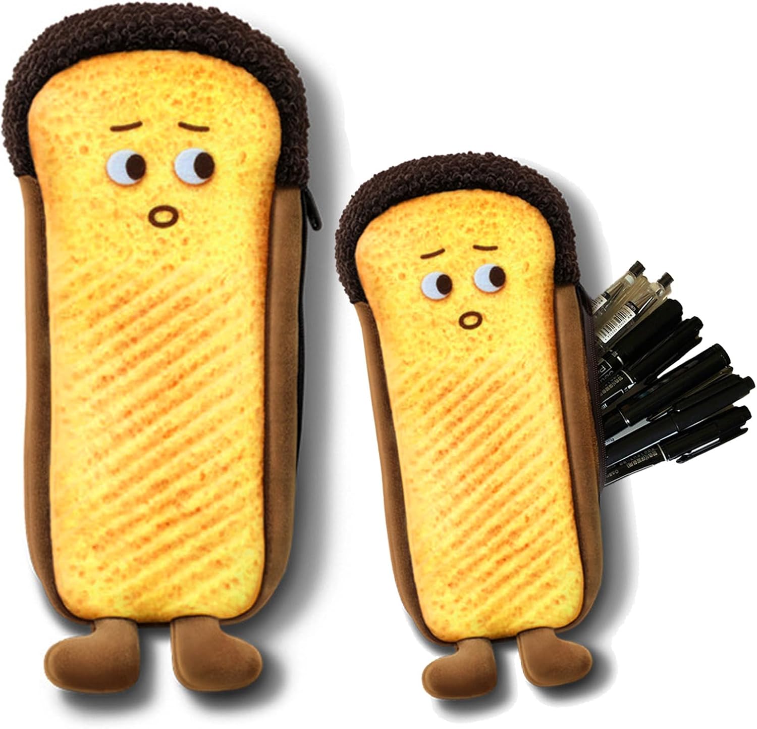 Cute Bread Plush Pencil Case, Emotion Toast Soft Fluffy Pencil Case for Girls Boys, Kawaii Funny Pencilcase, Portable Stationery Pouch for Teen, School Supplies for Students, Cute Sad Face