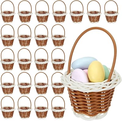 24 Pack Mini Woven Baskets with Handles - Bulk Miniature Baskets for Favors, Arts and Crafts, School Projects 2x3 in