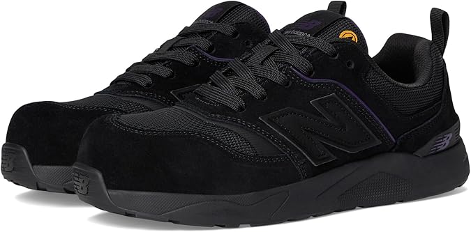 New Balance Elite Lite SD10 Composite Toe Womens Industrial Work Shoes, Black/Purple, Size 7, Wide, Lightweight Work Shoes for Women, Static Dissipative & Slip Resistant