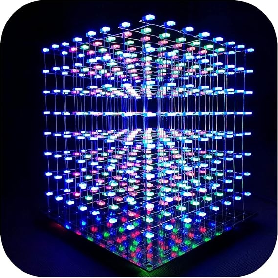 3D LED Cube Kit DIY Kit LED Light Cube DIY Electronics 8 x 8 x 8 cm Cube Kit for Electronic Laboratory Creative Gifts Enthusiasts Electronic Course Design