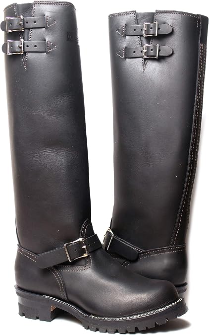 Wesco 18" Boss Engineer 2-Straps Lined Leather Black Boots USA-Made