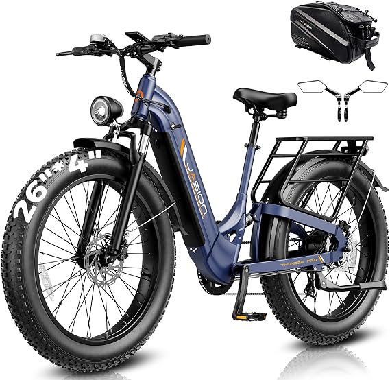 Jasion Thunder/PRO/ST Electric Bike,2000W/1800W Peak Ebikes for Adults,26''Fat Tire Best Ebike for Men,90/80 Miles with 1040Wh/864Wh