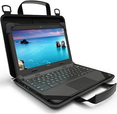 UZBL 13-14 Inch Always-on Chromebook Protective Hard Case with Adjustable Shoulder Strap and Carrying Handles