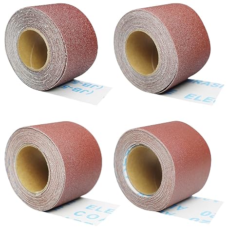 Total 20 Yard 2 Inch Wide Emery Cloth Sandpaper Roll Assorted - 80 120 220 400 Grits Per Roll 4.5 Meters,Abrasive Sander Sheets Sanding Paper for Woodworking Automotive Metal Polishing, (2 Wide)