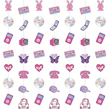 Spakon 8 Packs 2000s Party Decorations Pink Paper Banner Y2k 2000s Theme Birthday Party Supplies Decoration