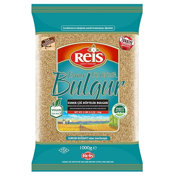 Reis Brown Extra Fine Bulgur Wheat, Cereal Bag for Salad & Tabouleh, 2.2lbs | Stone Milled Whole Grain, Healthy Pantry Staples, Turkish Grocery Food, High Fiber & Protein, Non-GMO, Bulgar, Vegan, Halal