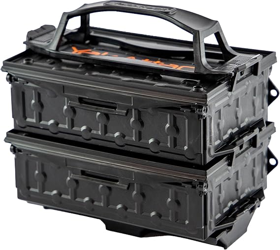 YakAttack Fully Loaded TracPak Combo Kit - Black | Includes 2 Stackable Storage Boxes | Quick Release Handle & Base | 3 Internal Trays | Track & Surface Mount Hardware | Made in USA