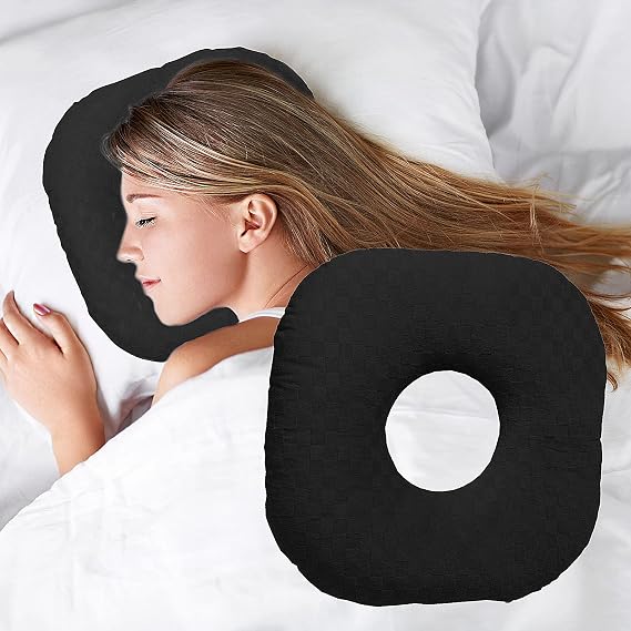 Ear Piercing Pillow with Hole for Cartilage Piercings, CNH Support | Adjustable cotton pillow designed for side sleepers, fresh piercings, sensitive ears and pressure reduction while sleeping