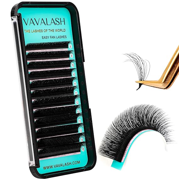 VAVALASH Easy Fan Lash Extensions 3D Effect Self Fanning Lashes Rapid Volume Eyelash Extensions 3D Layers Automatic Blooming Camellia Easy Fan Lashes(0.05-CC-8-15mm)
