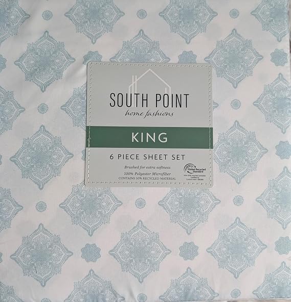 6-Piece Printed Sheet Set - Queen/King | 17" Extra Deep | Cool, Crisp, Breathable Bed Sheets - Brushed for Softness (Bombay Medallion, King (U.S. Standard))