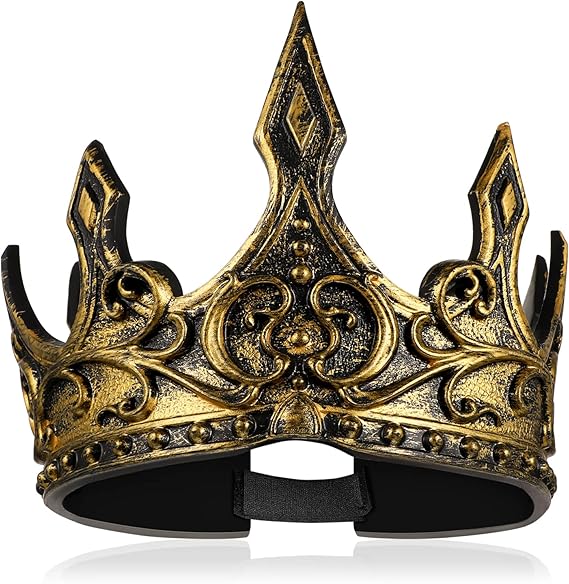 ABOOFAN King Crown Headband, Medieval Crown Costume Accessory Witch Hat | PU Foam Material, Elastic Band Design, For Halloween Cosplay Prom Stage Performance, Party Decoration, Adult Costume Prop
