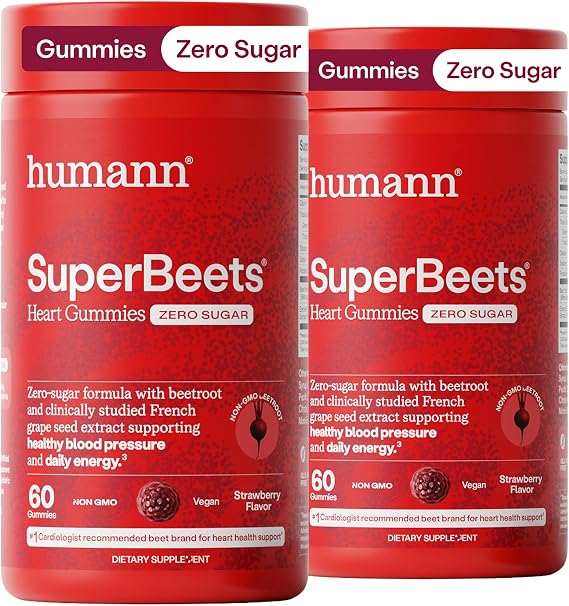 HumanN SuperBeets Heart Gummies Zero Sugar, Pomegranate Berry Flavor, 120 Ct
