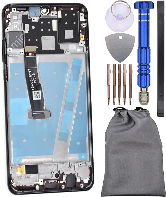 Display Screen Touch Digitizer with Screen Frame for Huawei P30 lite Black 6.15