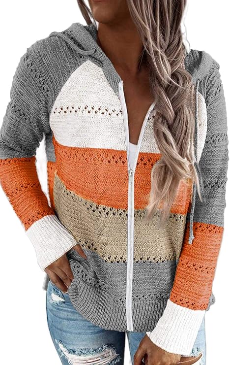 Acelitt Womens Casual Long Sleeve Zip Up Hooded Sweatshirts Hoodies with Pockets, S-XXL