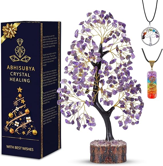 Amethyst Crystal Tree of Life - Purple Ornaments - Protection Stones - Crystal Gifts