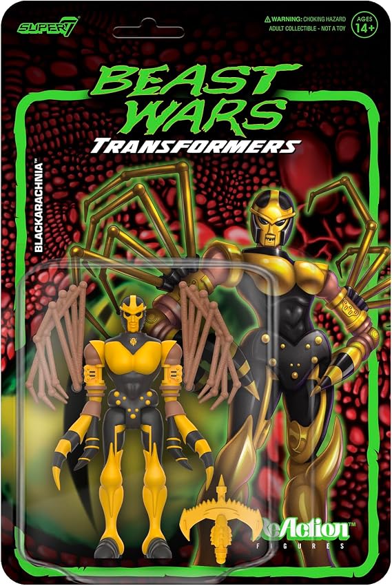 Super7 Transformers Beast Wars Blackarachnia - 4" Transformers Action Figure with Accessory Classic Cartoon Collectibles and Retro Toys