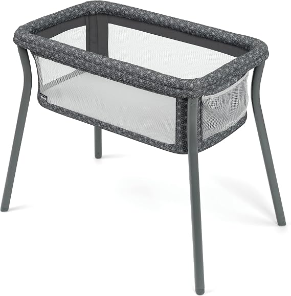 Chicco LullaGo Anywhere Portable Bassinet, Lightweight, Space-Saving Baby Bassinet with Waterproof Mattress and Fitted Sheet, Travel Bassinet for Baby Includes Carry Bag | Grey Star/Grey