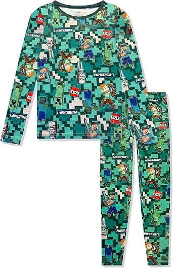 Cuddl Duds Boys Thermal Underwear Set - Spiderman, Pokemon, Minecraft, Super Mario Designs - Kids Long John Base Layer