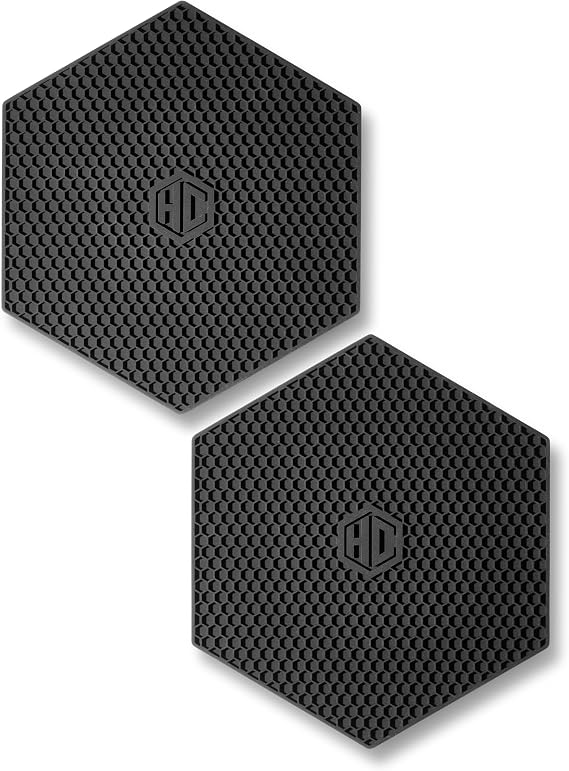 HexClad 2 Pack Black Hexagonal Silicone Trivets Nonslip Hot Pads