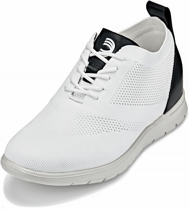 CALTO Men's Invisible Height Increasing Elevator Shoes - Ultra Light-Weight Lace-up Knitted Sporty Walker - 2.4 Inches Taller