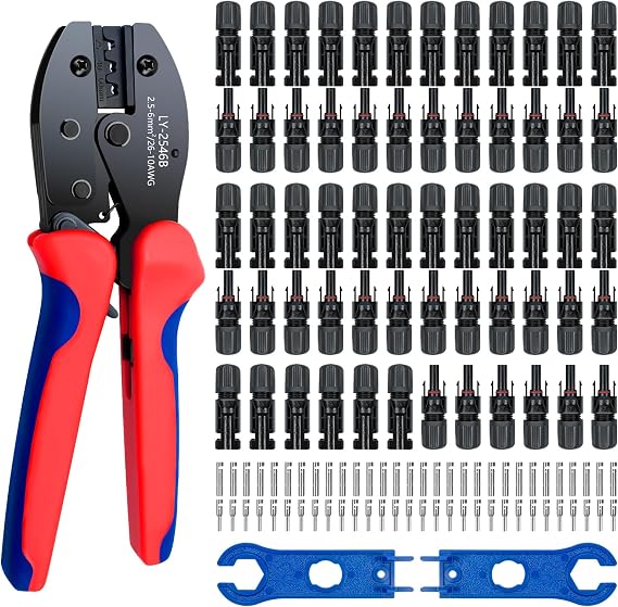 Solar Panel Connector, 60PCS Solar Crimper Tool Kit for Connecting