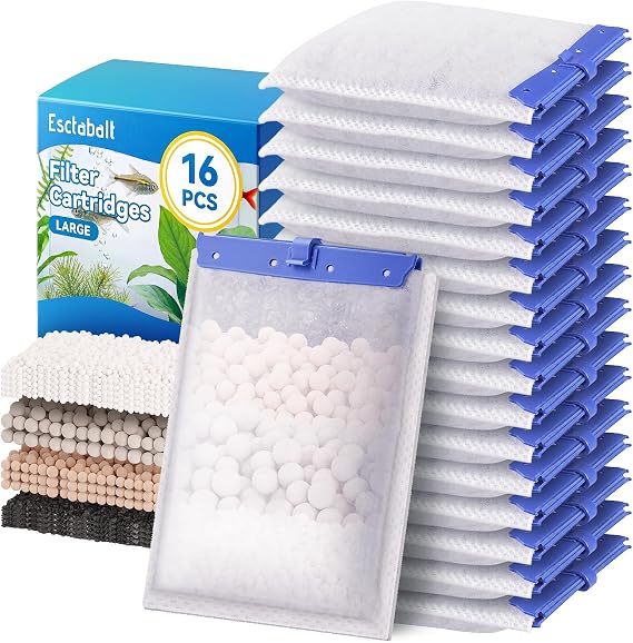 Upgraded 16-Pack Large Filter Cartridges for Tetra Whisper Bio Bag Filters