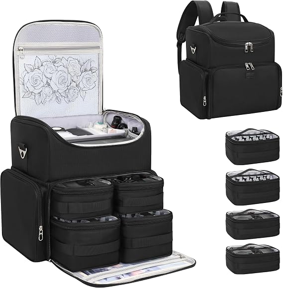 Relavel Tattoo Travel Case, Tattoo Backpack with 4 Inner Removable Pouches