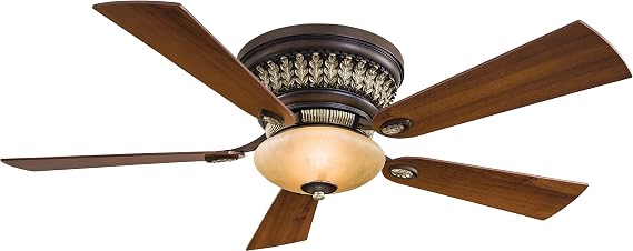 Minka-Aire F544-BCW Flush Mount, 5 Bronze Blades Ceiling fan with 80 watts light, Belcaro Walnut