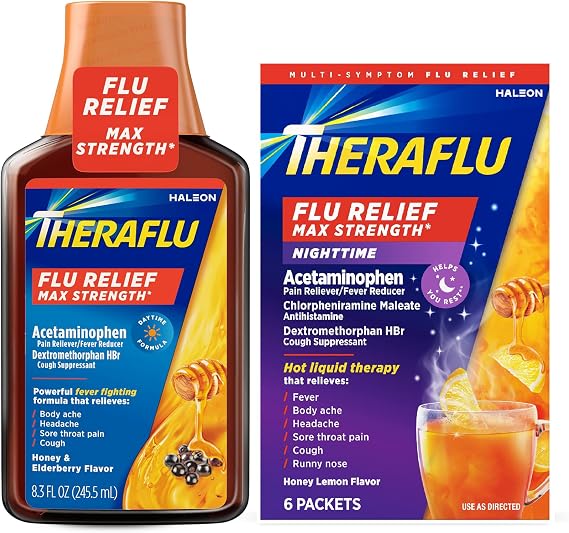 Theraflu Day and Night Pack, 8.3 fl oz Syrup and 6 Packets