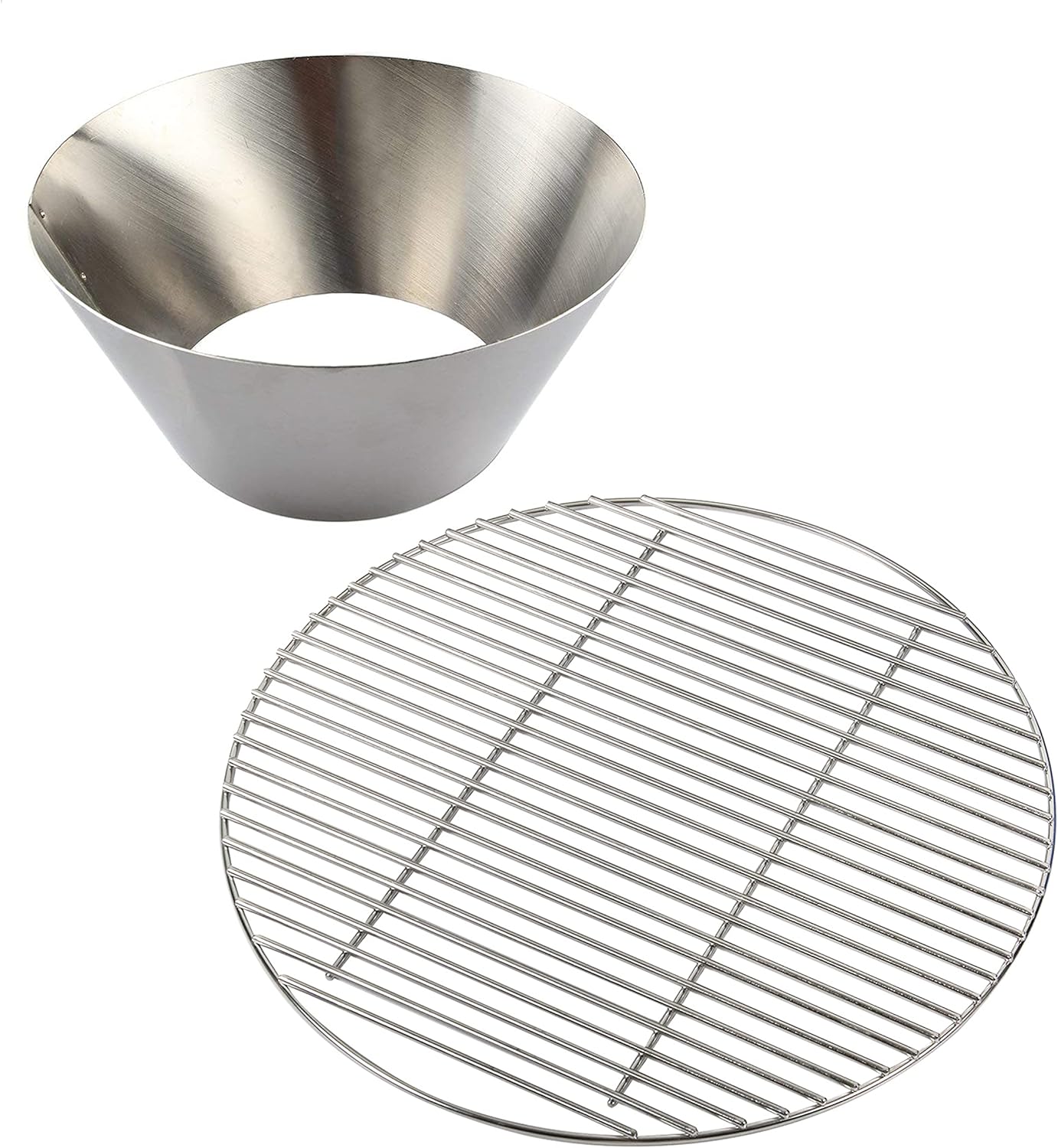 KAMaster BBQ Whirlpool for Weber 22 Kettle Grill Accessories with 17 Stainless Steel Charcoal Fire Grate for XL Big Green Egg