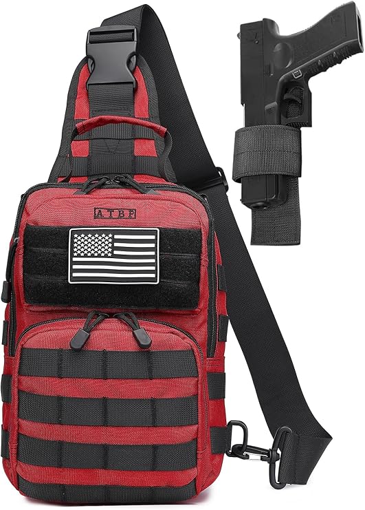 Tactical Sling Backpack With Holster Military Crossbody Bag for Men Single Shoulder Back Pack 10L