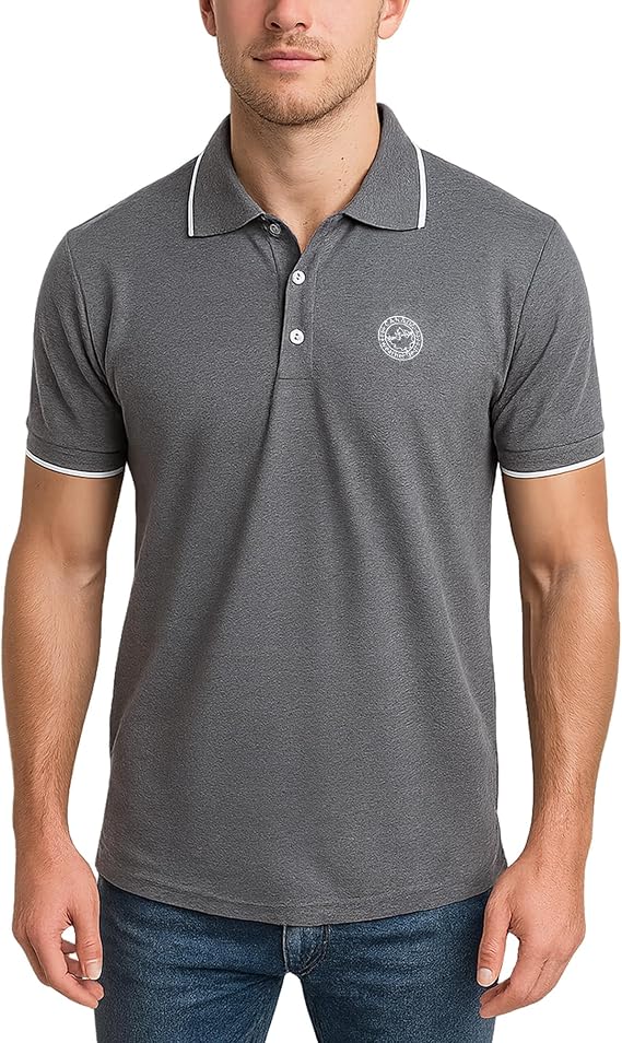 CANADA WEATHER GEAR Mens Polo Shirt - Short Sleeve Performance Stretch Contrast Collared Golf Polo Shirts for Men (S-XXL)