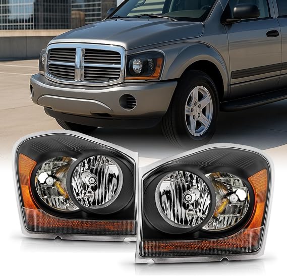 AKKON - For 2004-2006 Dodge Durango Headlights | OE Factory Style Black Housing Clear Lens Driver And Passenger Side Direct Replacement