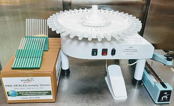 Upgraded Goldrush 10+ Honey Stick Honey Straw Filling Machine - Uses Clear Plastic Straws or Easily Adaptable to more environmentally friendly Sugar Cane Straws - Fast and Easy to Operate.