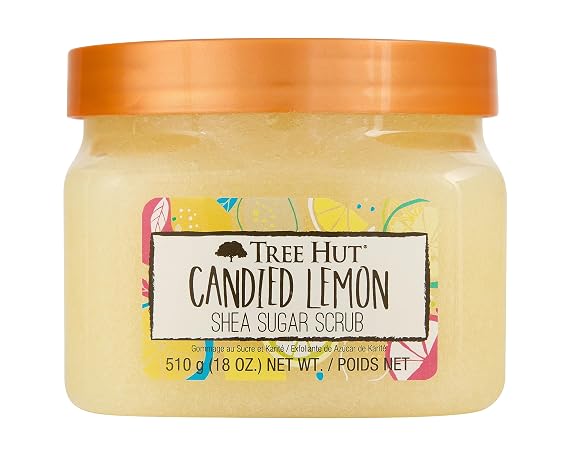 Tree Hut Candied Lemon Shea Sugar Scrub, Exfoliating, Hydrating & Moisturizing Body Scrub with Shea Butter & Nourishing Essential Oils, Smooth & Soften Skin, 18 oz