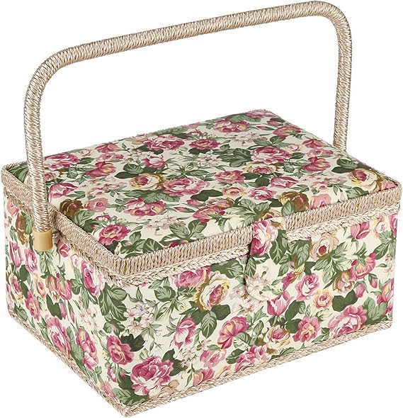Large Sewing Basket with Accessories, Sewing Organizer Box for Sewing Supplies and DIY Crafting Tools Storage Christmas Gift for Sewing Craft Lovers green