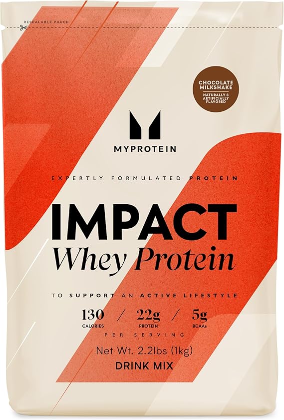 Myprotein Impact Whey Protein Powder, 2.2 Lbs (32 Servings) Vanilla Ice Cream, 22g Protein & 5g BCAA Per Serving, Protein Shake for Superior