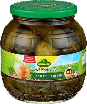 Kuhne, Barrel Gherkins, 35.9 Ounce Pack of 6