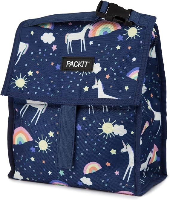 PackIt Freezable Lunch Bag, Unicorn Sky, Built with EcoFreeze Technology, Foldable, Reusable, Zip and Fold Closure with Buckle Handle, Designed for Work Lunches and Fresh Lunch On the Go