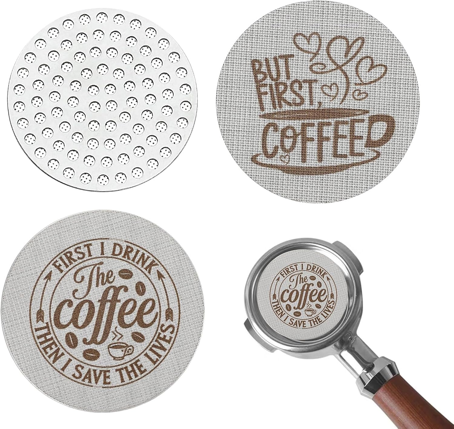 FunnAura 3Pcs Coffee Puck Screen, 53.5/53MM Reusable Stainless Steel Coffee Filter Mesh Plate for Espresso Portafilter Basket